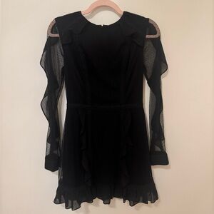 Greylin Black Sheer Sleeve Dress